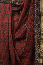 Maroon HBP Cotton Silk Saree With Maheshwari Border - SRMCSS1408