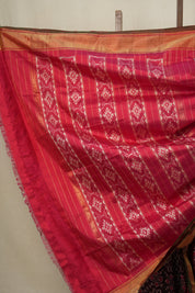 Maroon Red Pochampalli Silk Ikat Saree - SRMRPSIS207