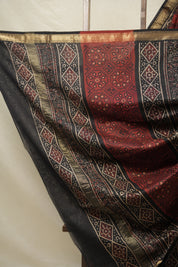 Maroon HBP Cotton Silk Saree With Maheshwari Border - SRMCSS1408