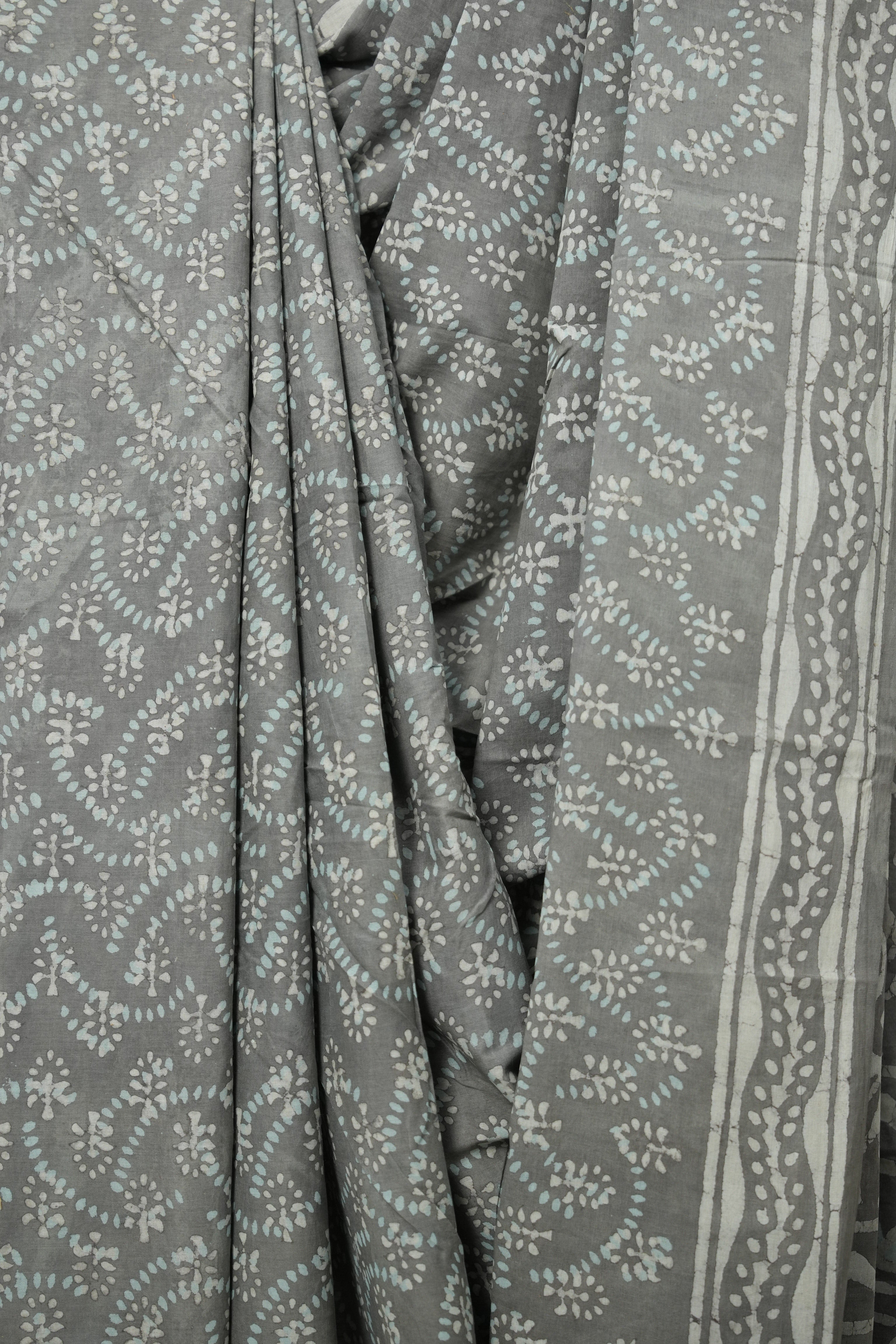 Disperse Grey HBP Cotton Saree - SRDGCS2824
