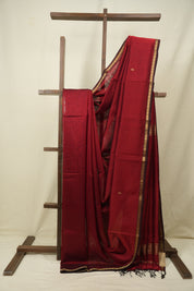 Maroon Maheshwari Saree - SRMMS1386