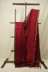 Maroon Maheshwari Saree - SRMMS1386
