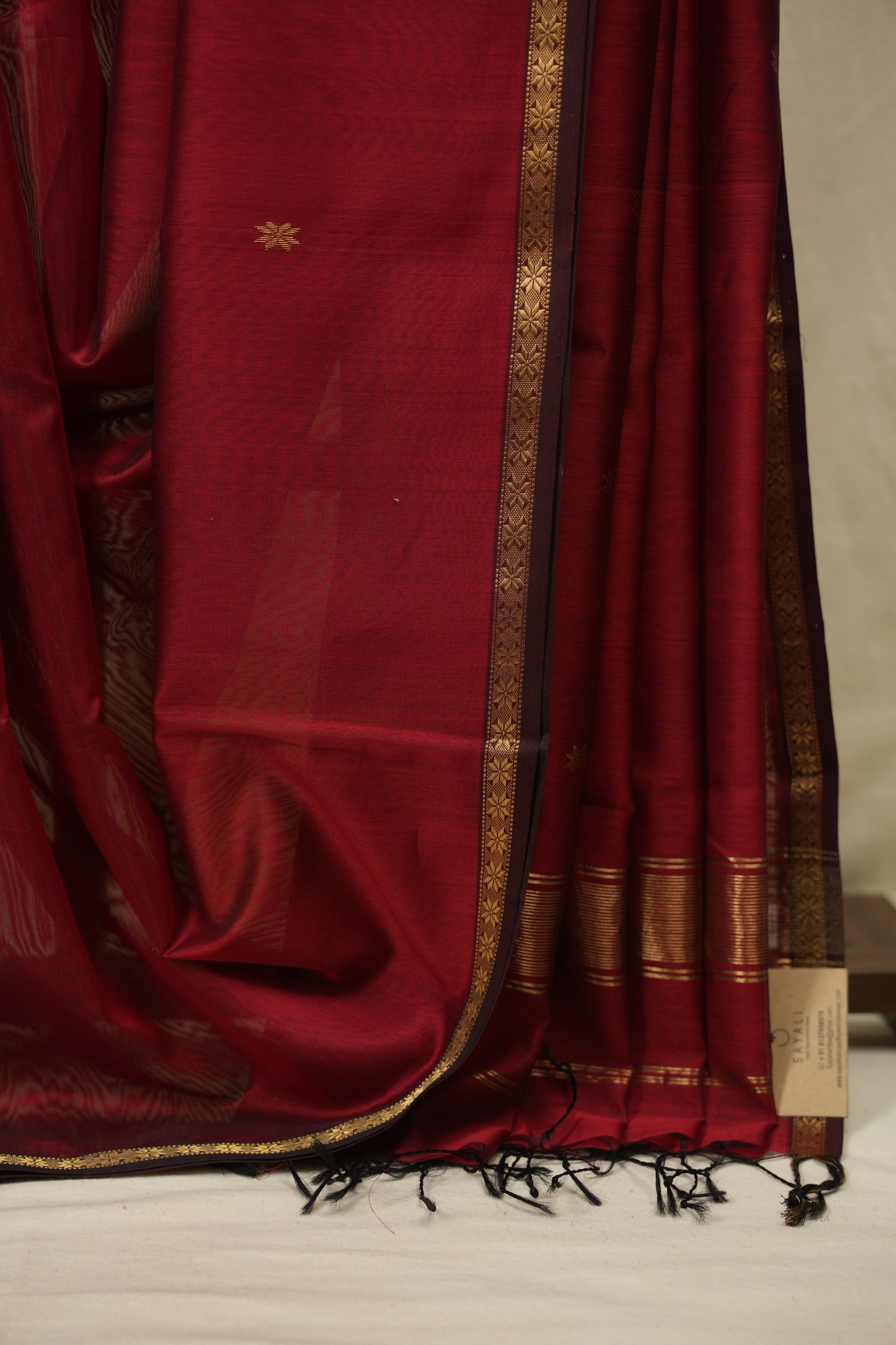 Maroon Maheshwari Saree - SRMMS1386