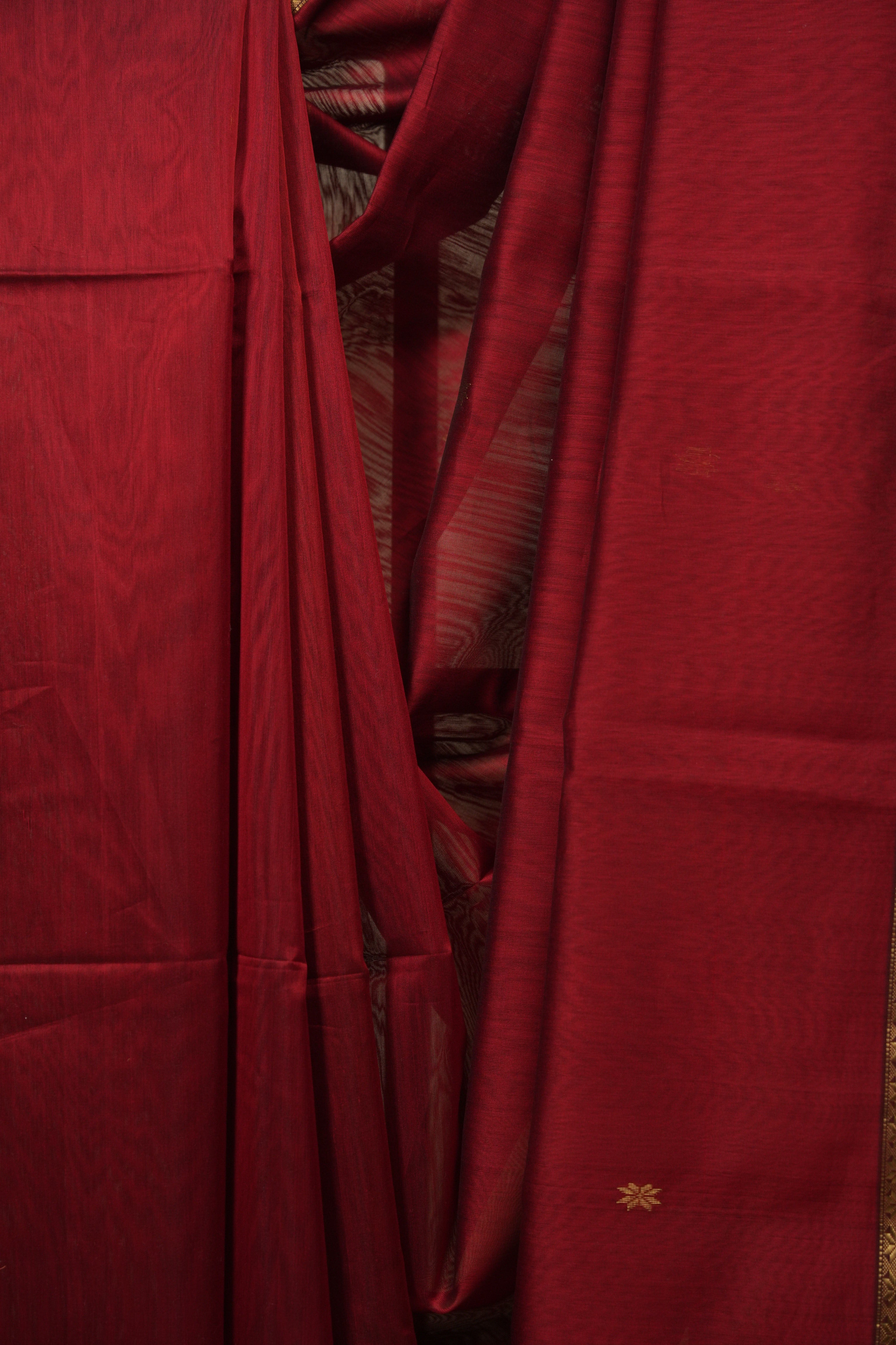 Maroon Maheshwari Saree - SRMMS1386
