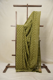 Mehndi Green HBP Cotton Saree - SRMGCS2825