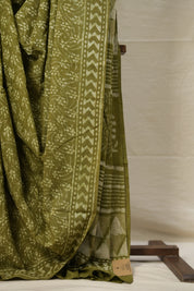 Mehndi Green HBP Cotton Saree - SRMGCS2825
