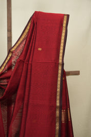 Maroon Maheshwari Saree - SRMMS1386