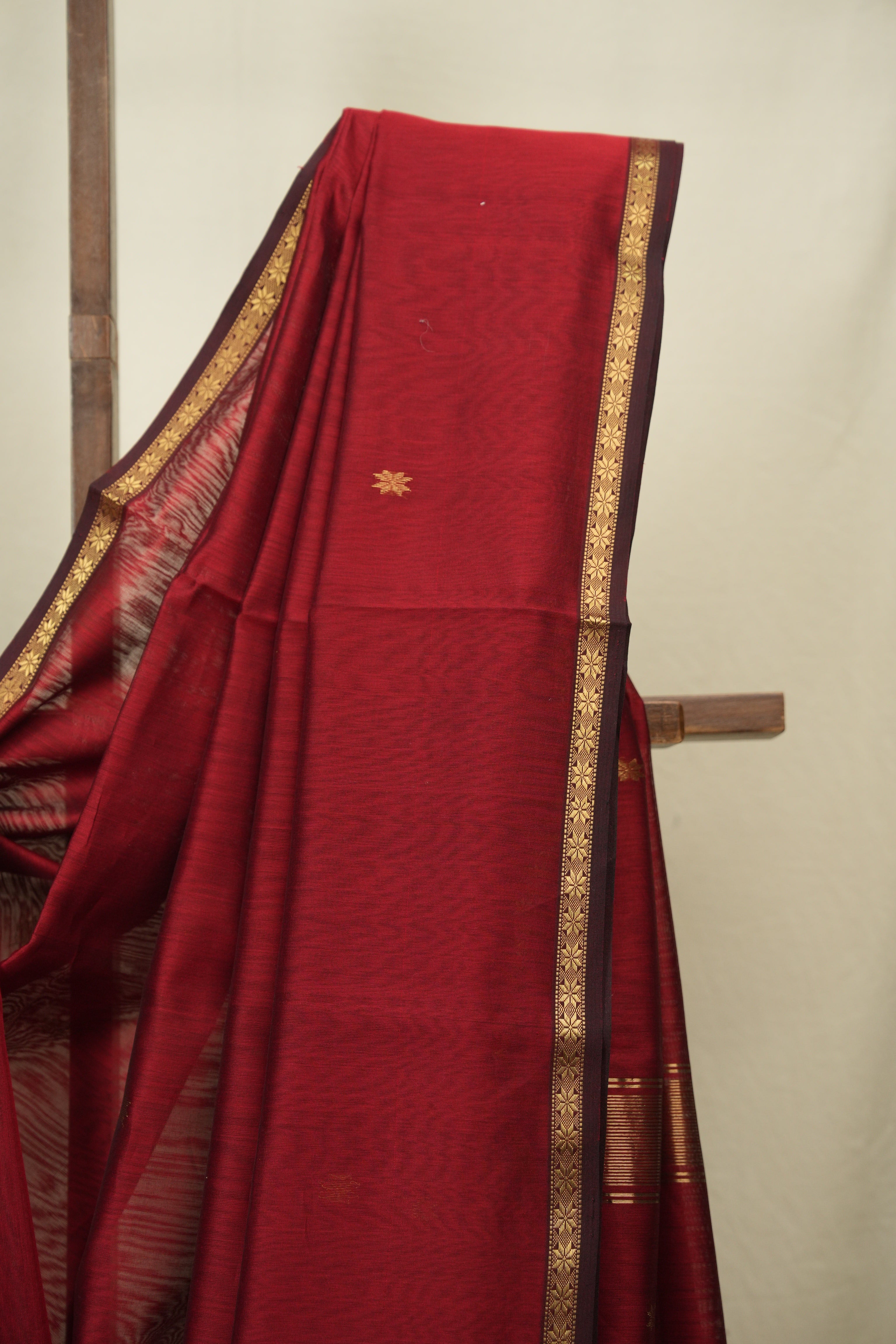 Maroon Maheshwari Saree - SRMMS1386