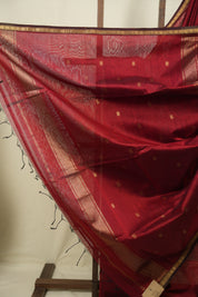 Maroon Maheshwari Saree - SRMMS1386