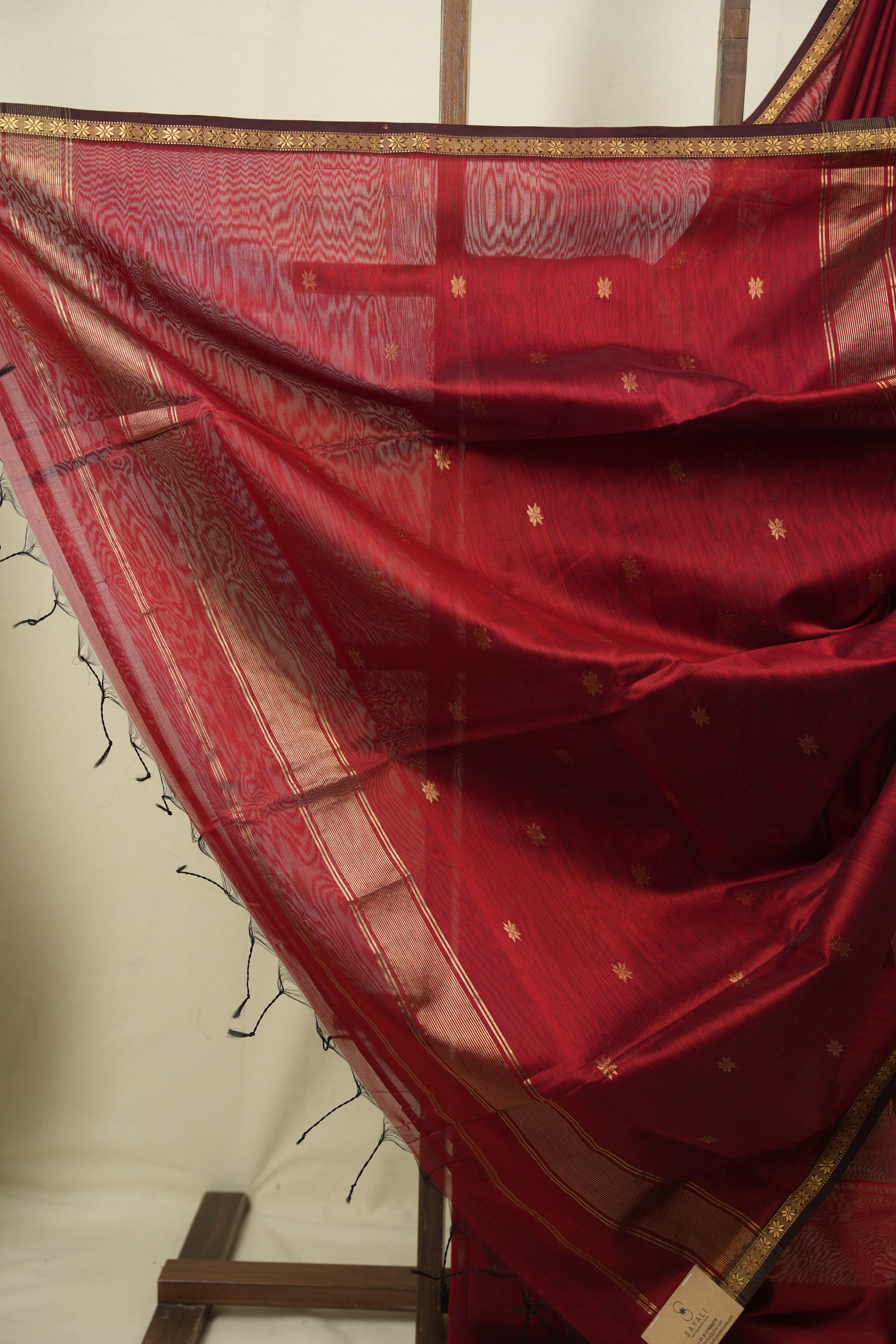 Maroon Maheshwari Saree - SRMMS1386