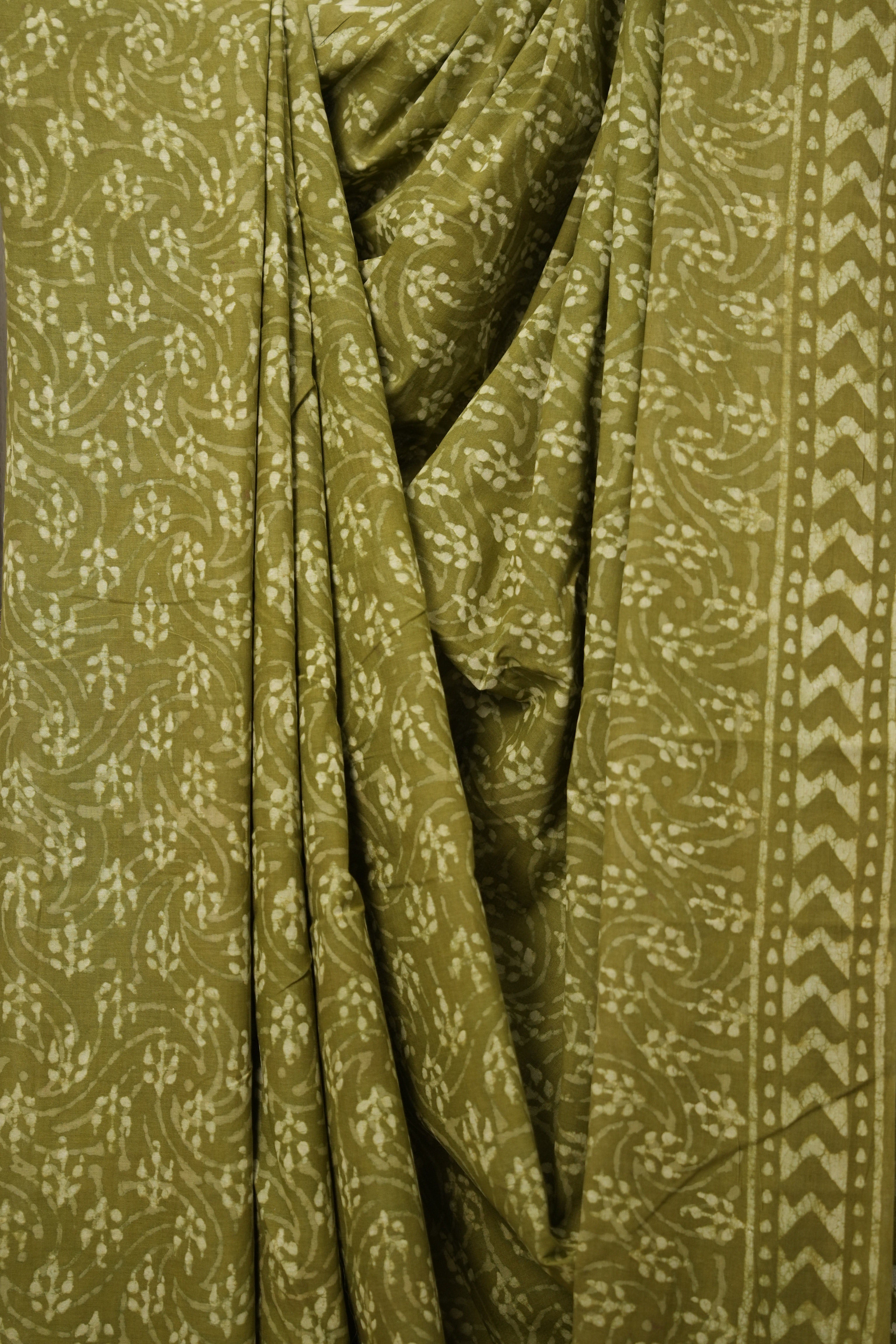 Mehndi Green HBP Cotton Saree - SRMGCS2825