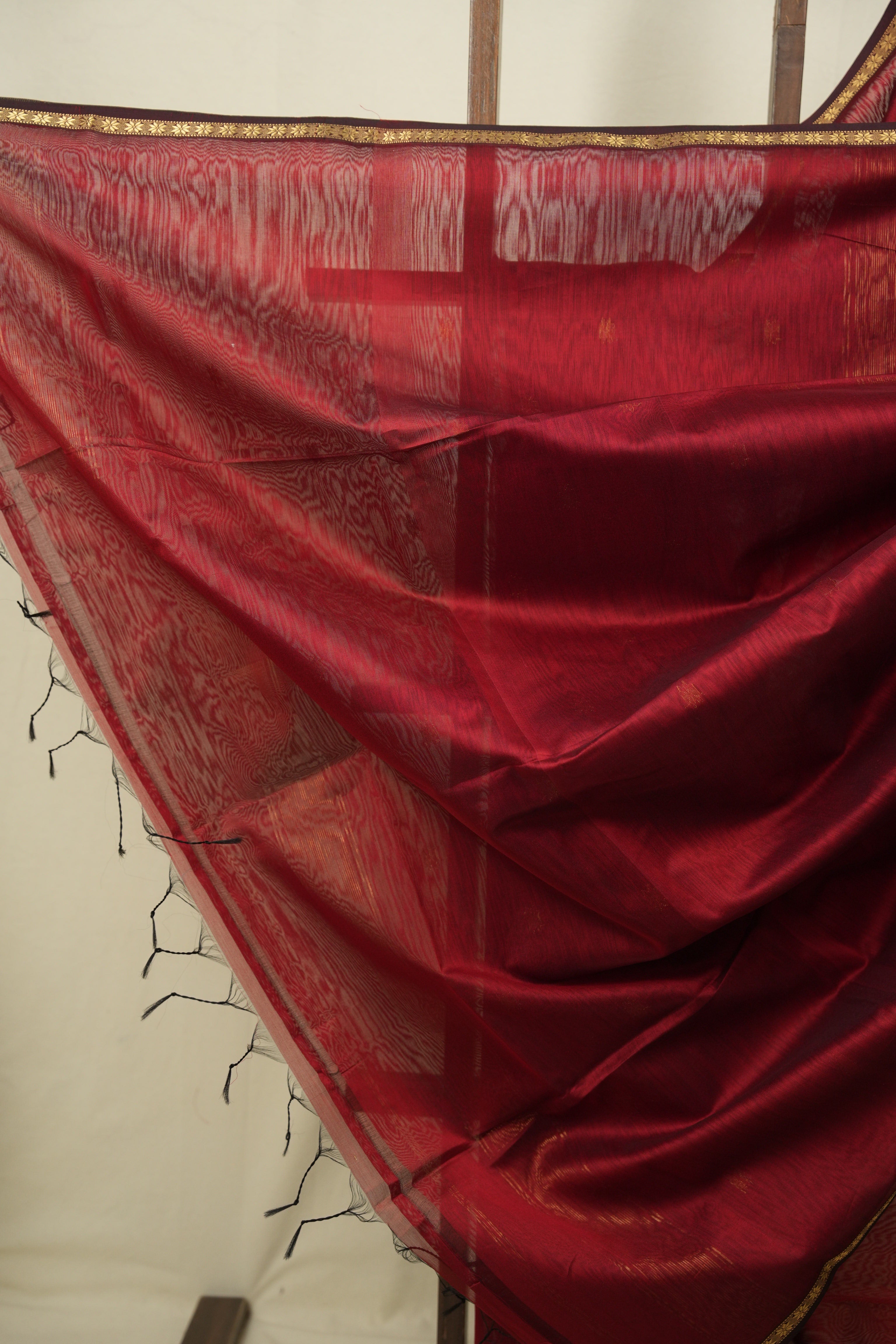 Maroon Maheshwari Saree - SRMMS1386