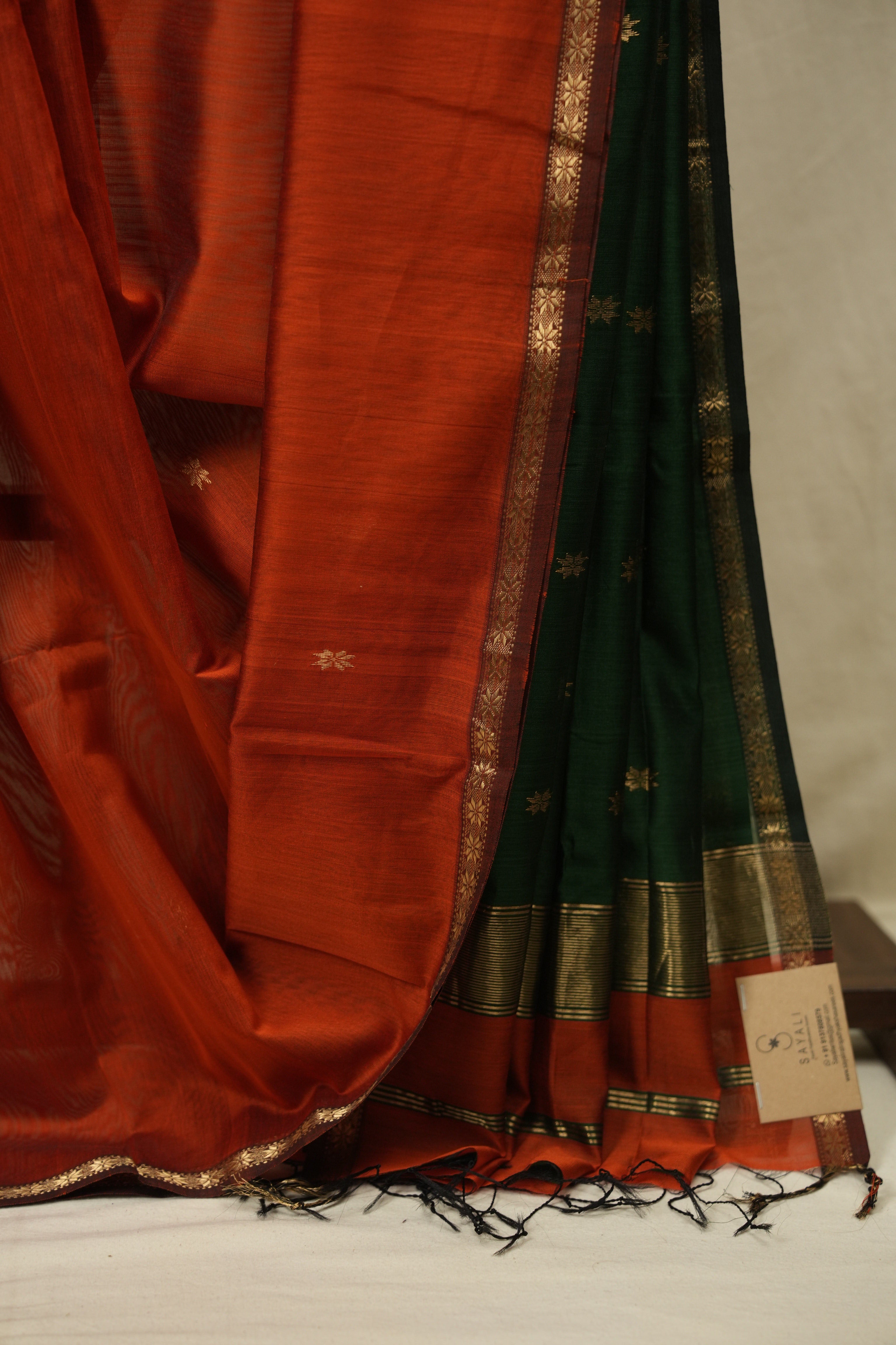 Orange Maheshwari Saree - SROMS1384