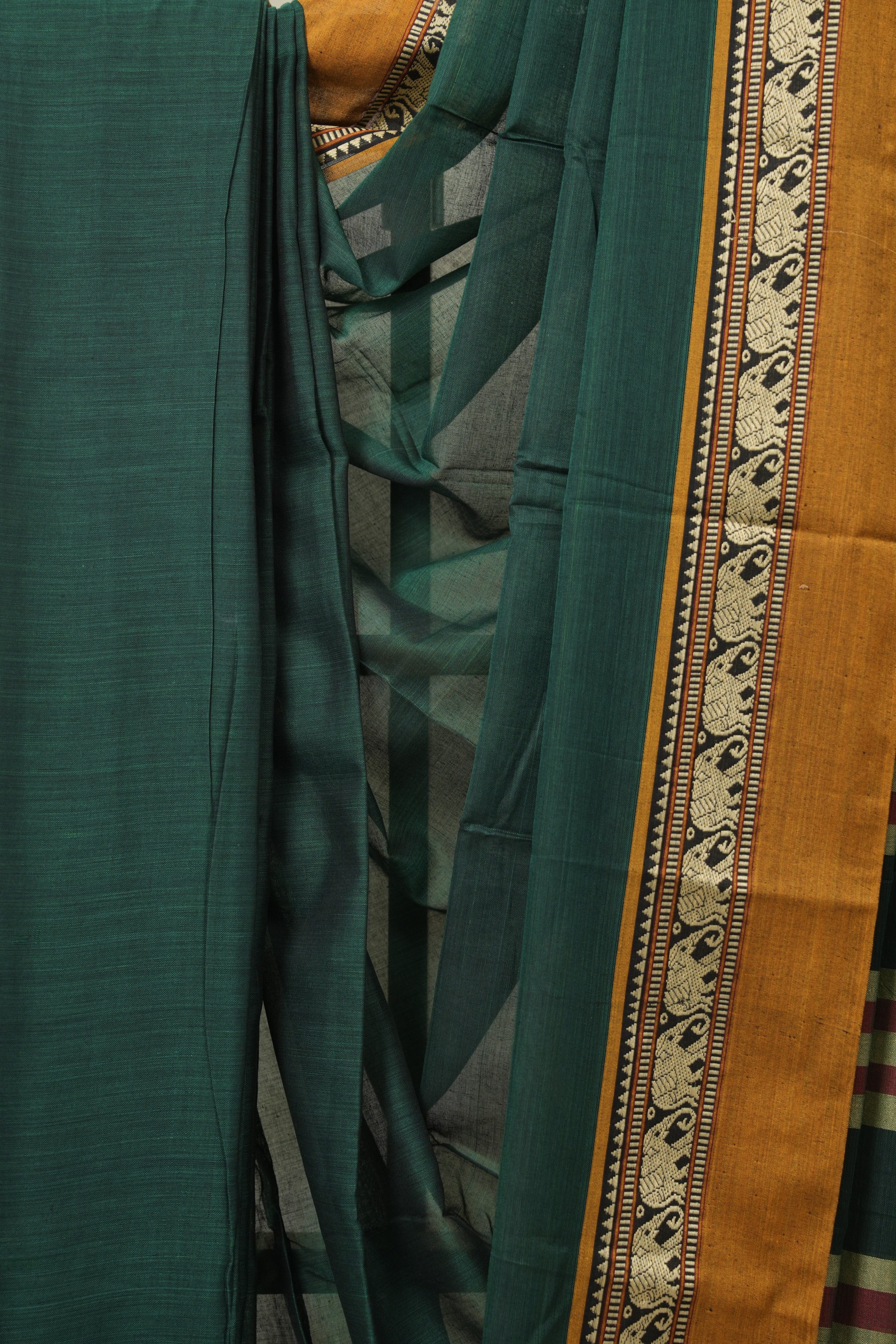 Green Narayan Peth Cotton Saree- SRGNPCS01