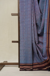 Two Tone Blue Cotton Ilkal Saree With Gayatri Border - SRTTBCIS839