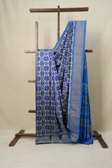 Silver Blue Pochampalli Silk Ikat Saree - SRSBPSIS204