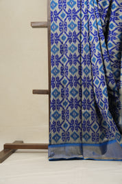 Silver Blue Pochampalli Silk Ikat Saree - SRSBPSIS204