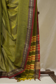Olive Green Narayan Peth Cotton Saree- SROGNPCS02