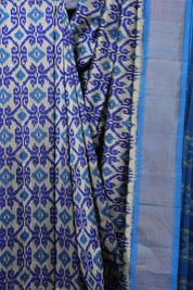 Silver Blue Pochampalli Silk Ikat Saree - SRSBPSIS204