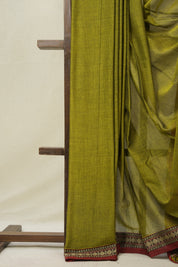 Olive Green Narayan Peth Cotton Saree- SROGNPCS02