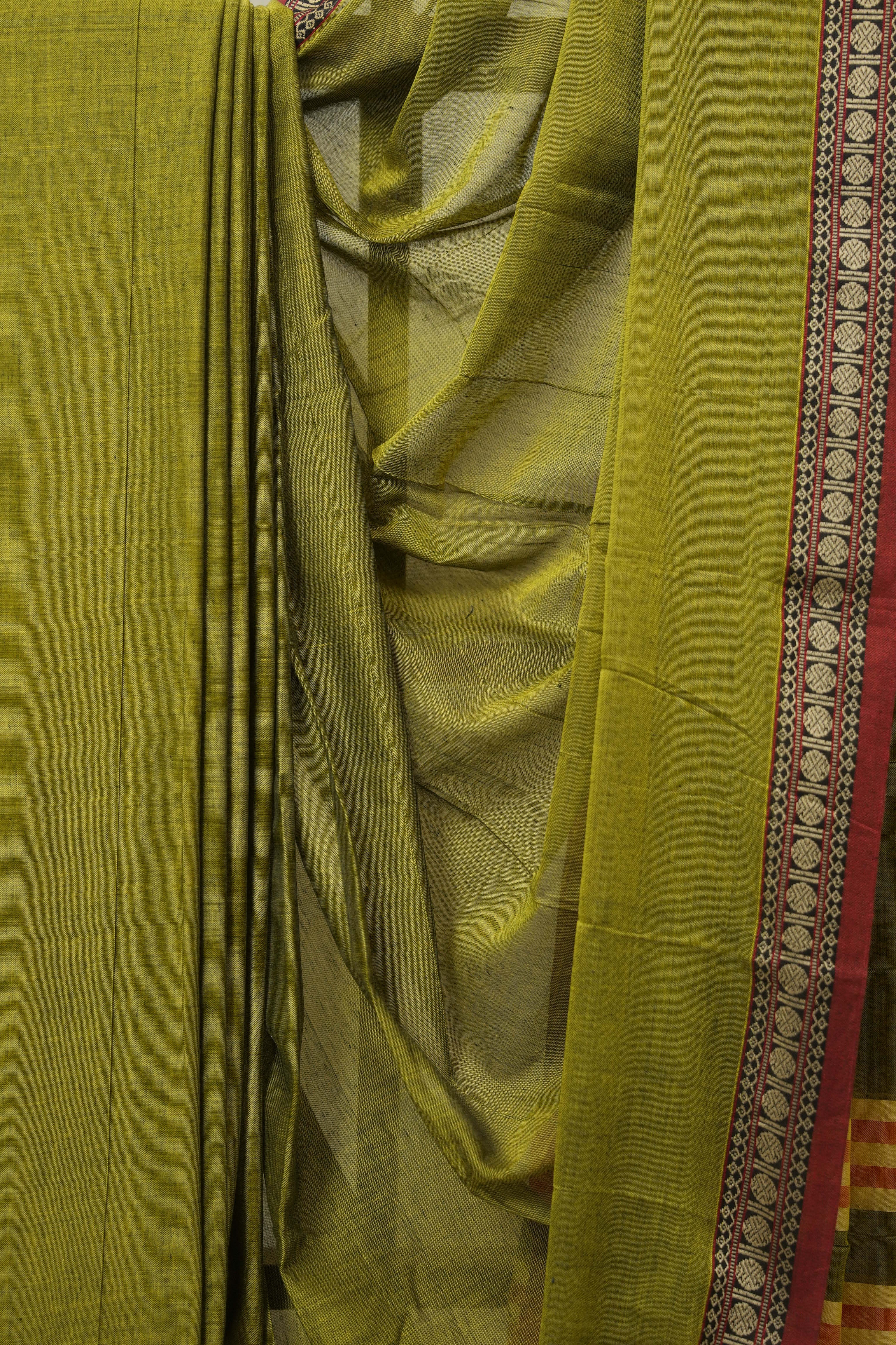 Olive Green Narayan Peth Cotton Saree- SROGNPCS02