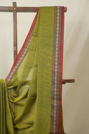 Olive Green Narayan Peth Cotton Saree- SROGNPCS02