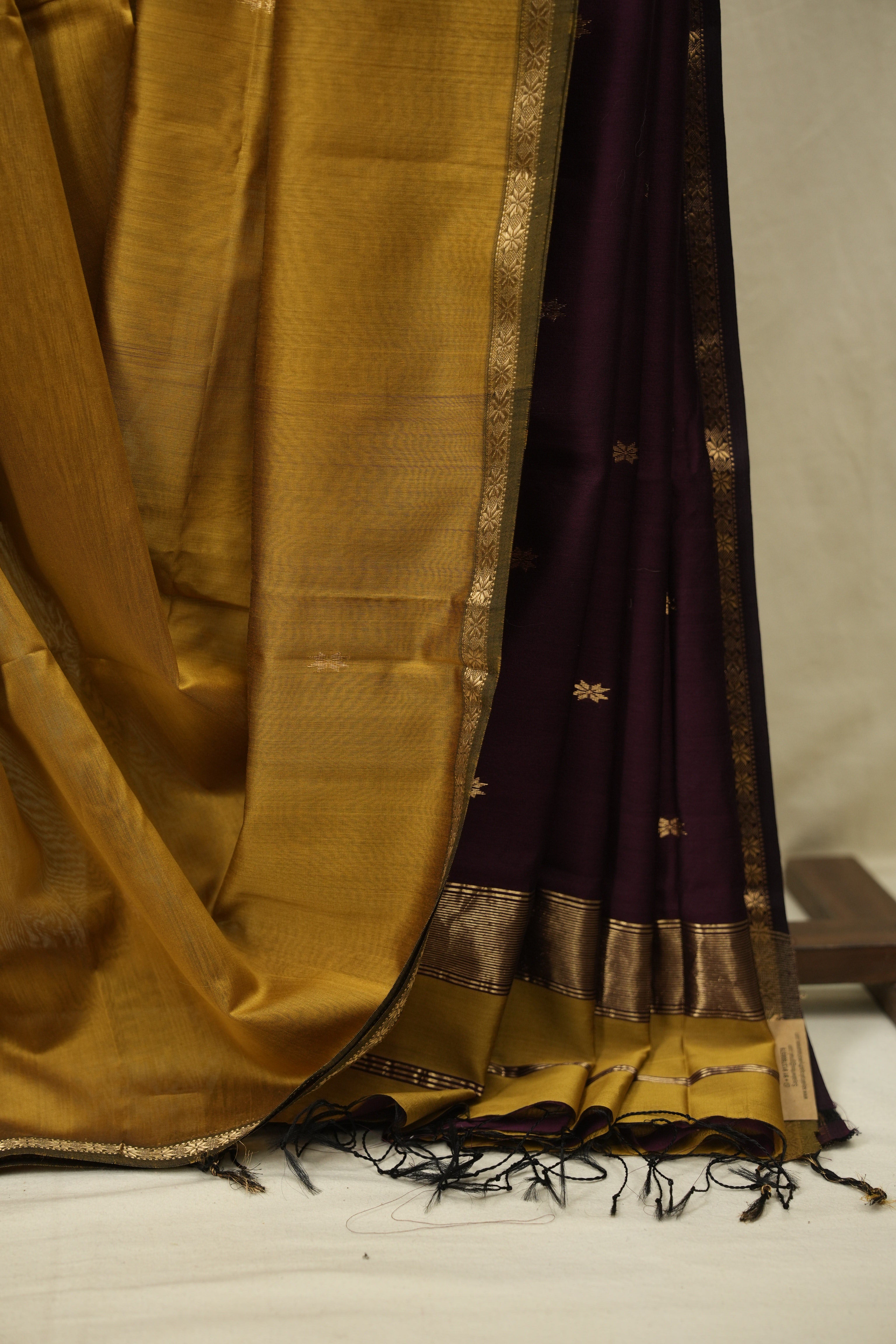 Mustard Maheshwari Saree - SRMMS1383