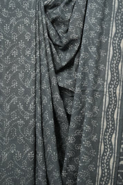 Grey Carbon Black HBP Cotton Saree - SRGCBCS2823