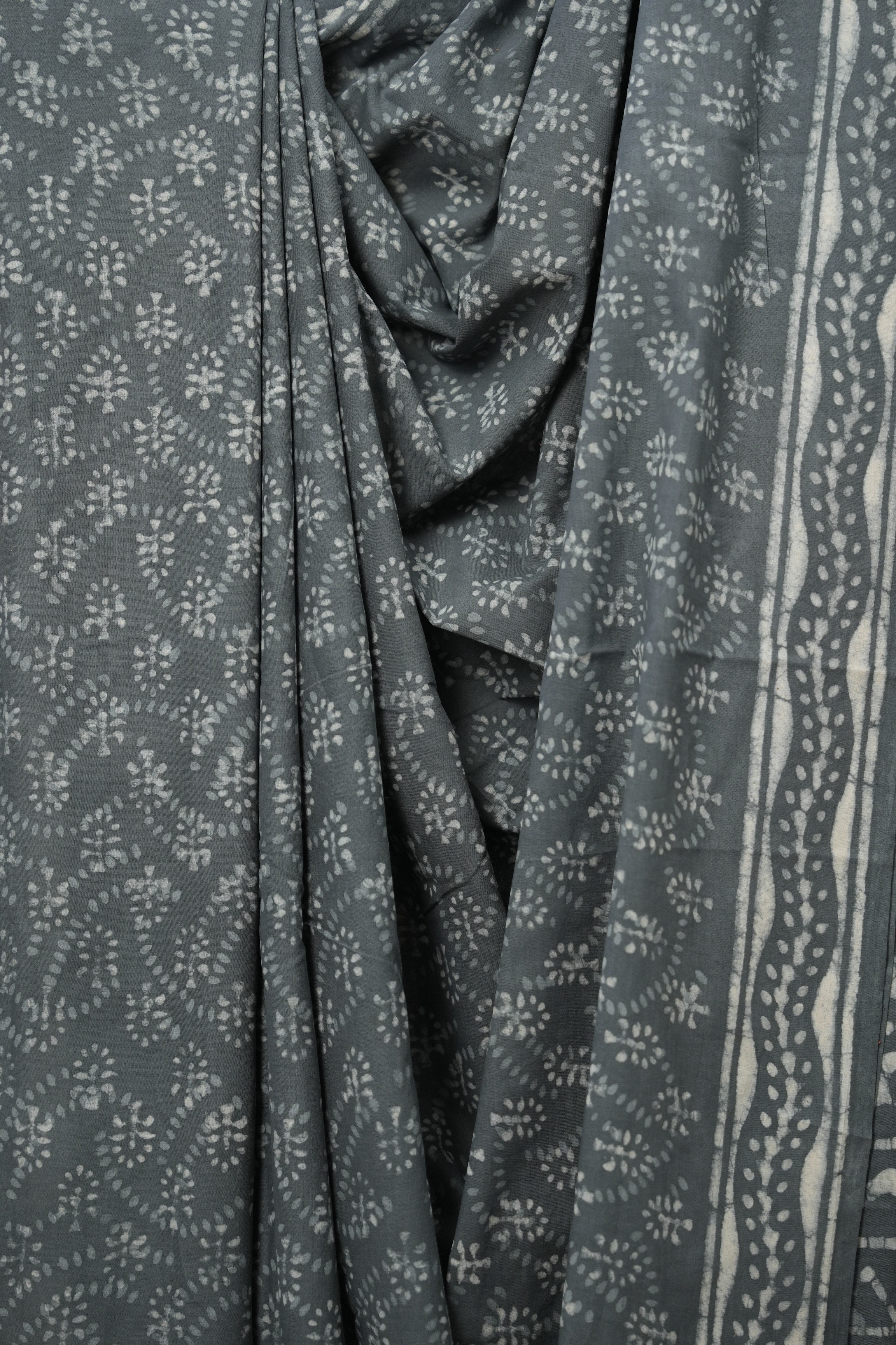 Grey Carbon Black HBP Cotton Saree - SRGCBCS2823