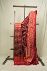 Maroon Pochampalli Silk Ikat Saree - SRMPSIS324
