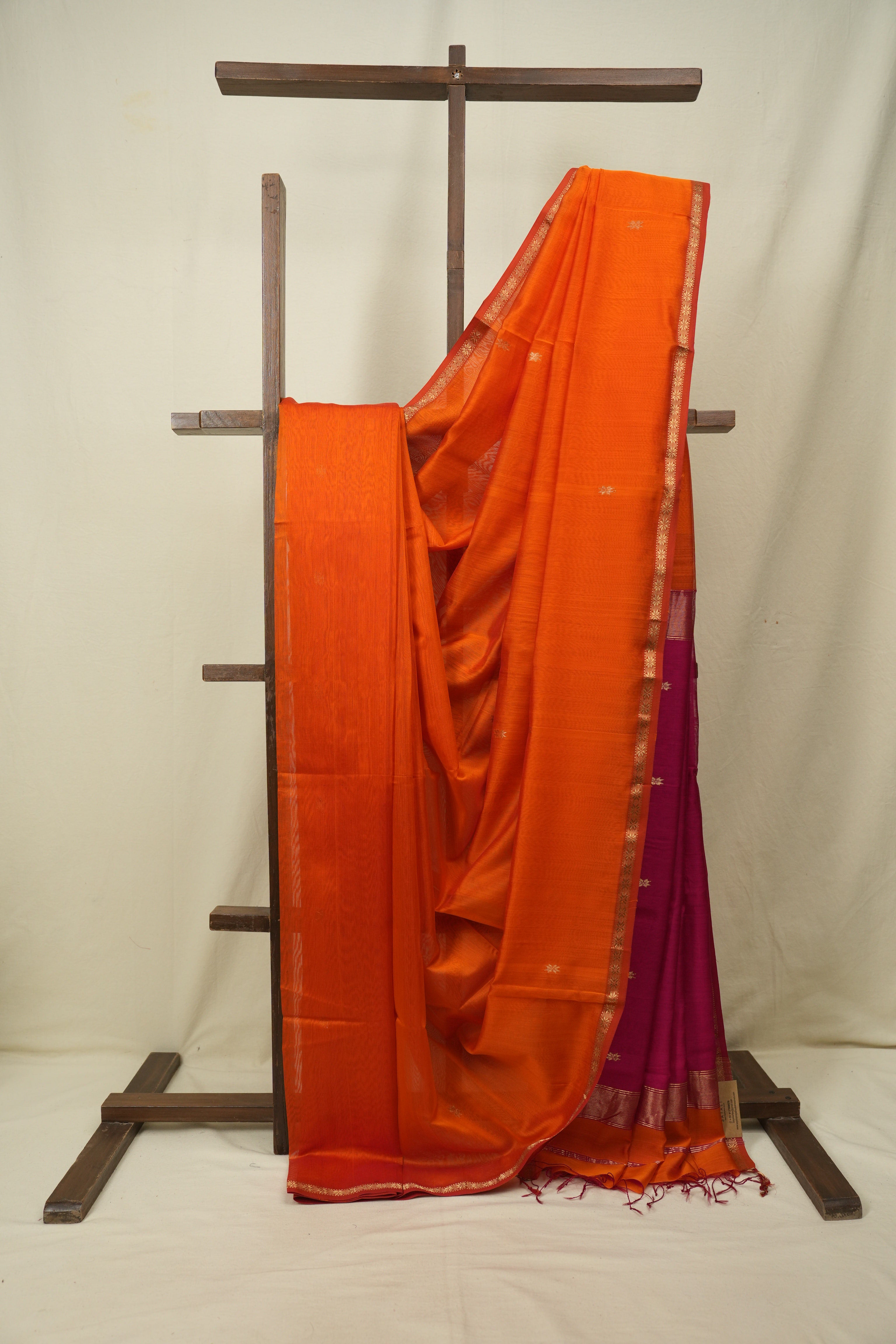Orange Maheshwari Saree - SROMS1387