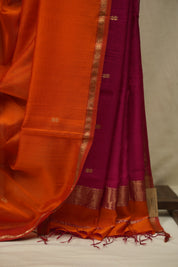 Orange Maheshwari Saree - SROMS1387