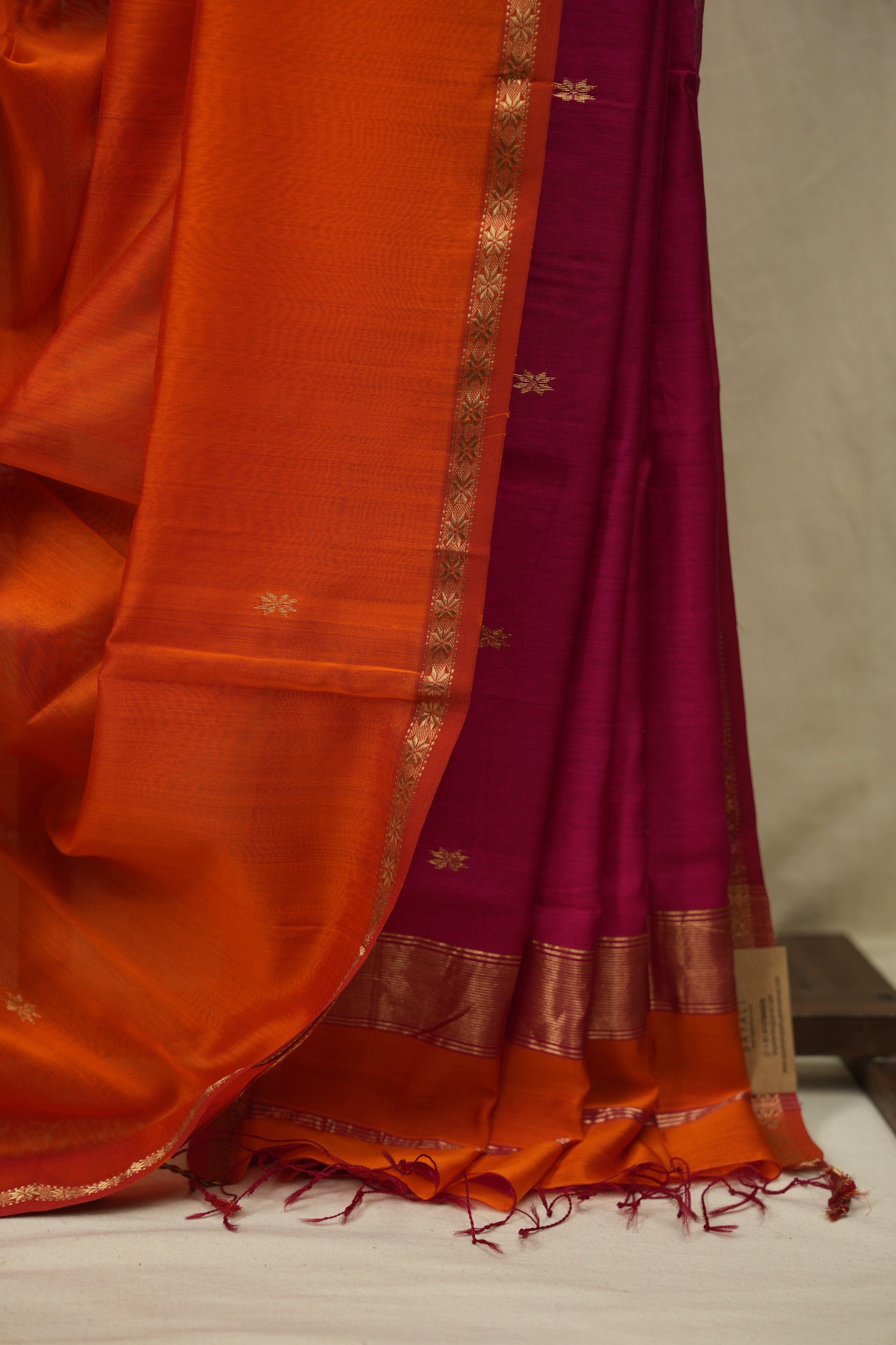 Orange Maheshwari Saree - SROMS1387