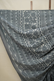 Grey Carbon Black HBP Cotton Saree - SRGCBCS2823
