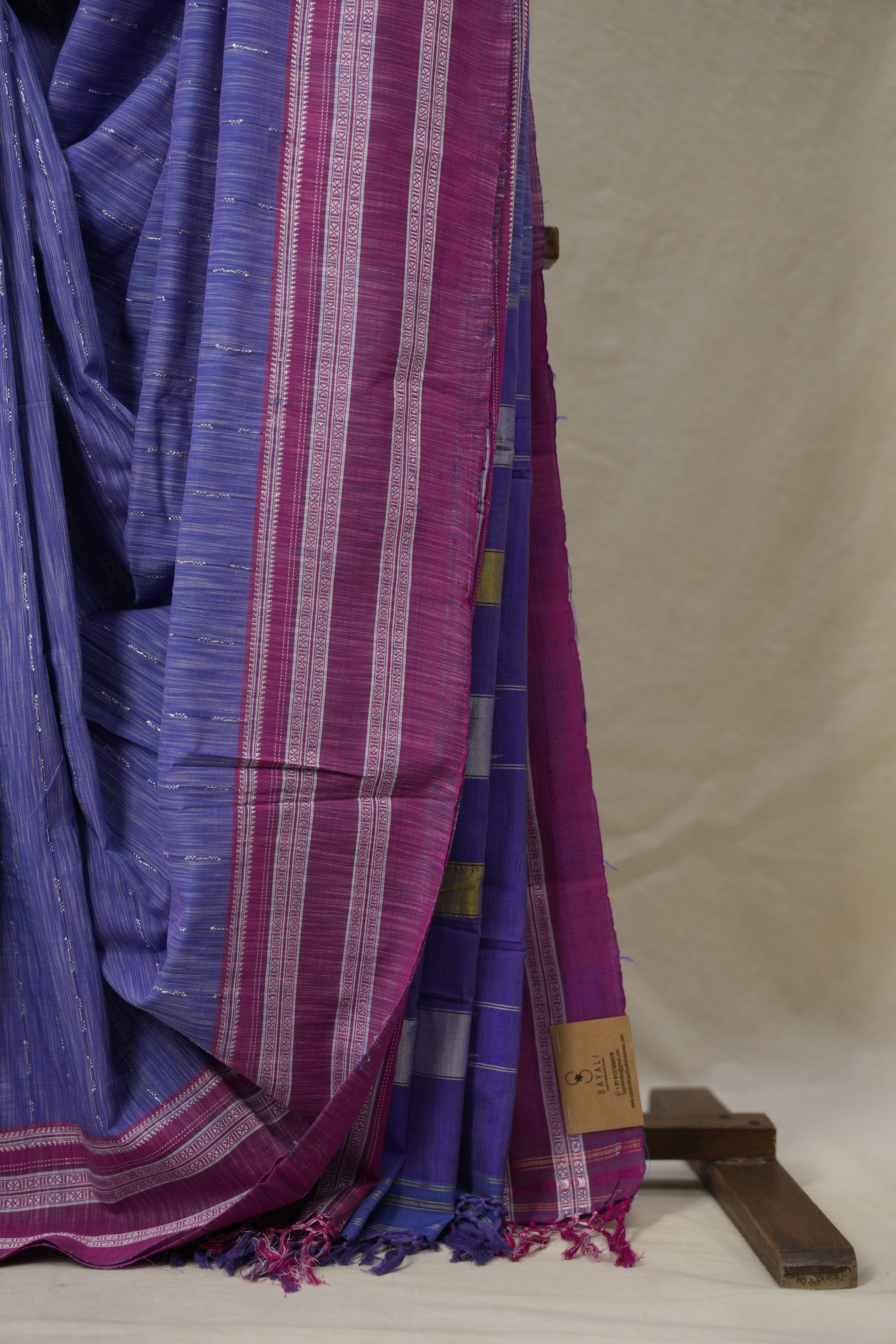 Purple Cotton Ilkal Saree With Gayatri Border - SRPCIS837