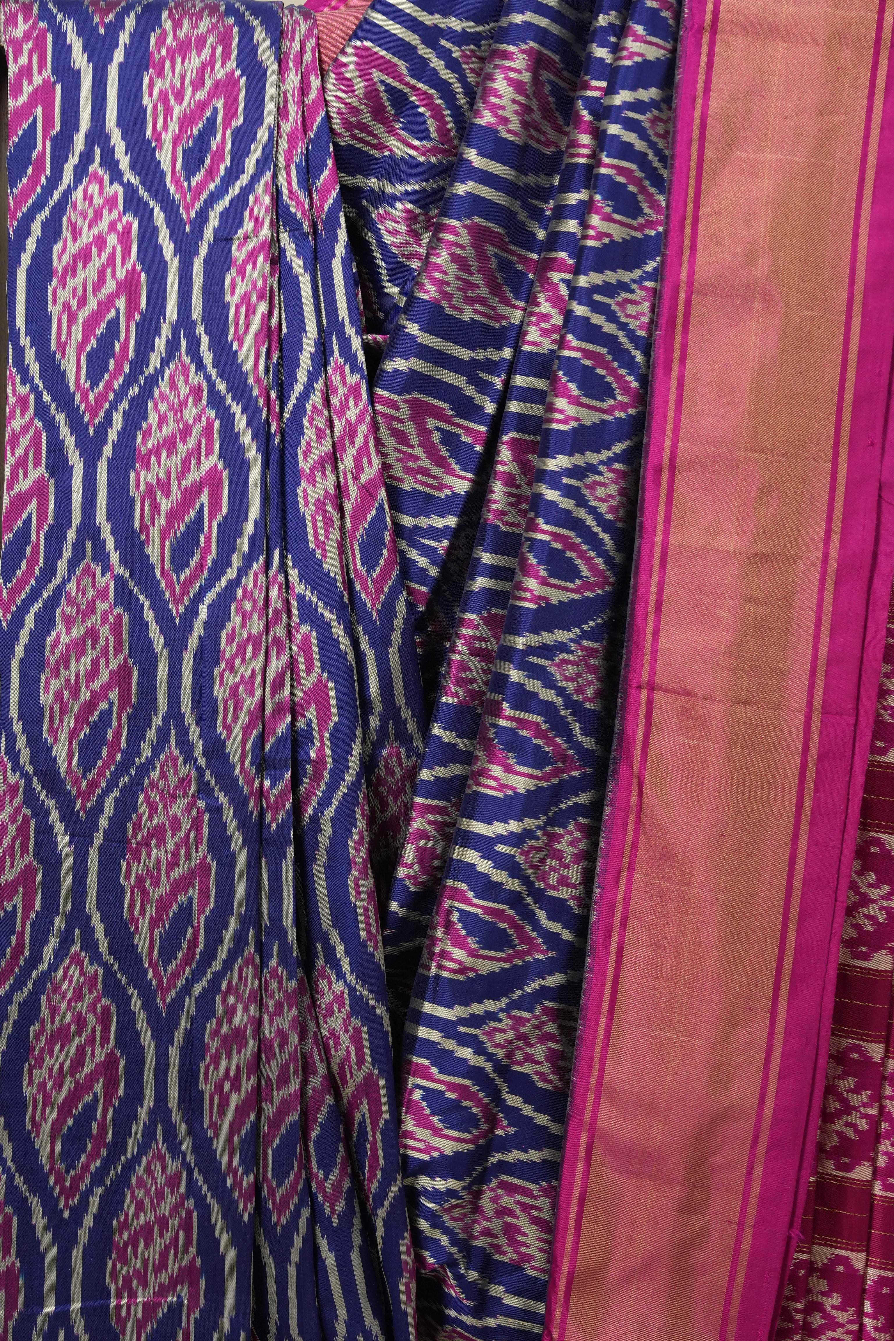 Royal Blue Pochampalli Silk Ikat Saree - SRRBPSIS202