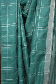 Green Linen Saree With Tassels - SRGLS505