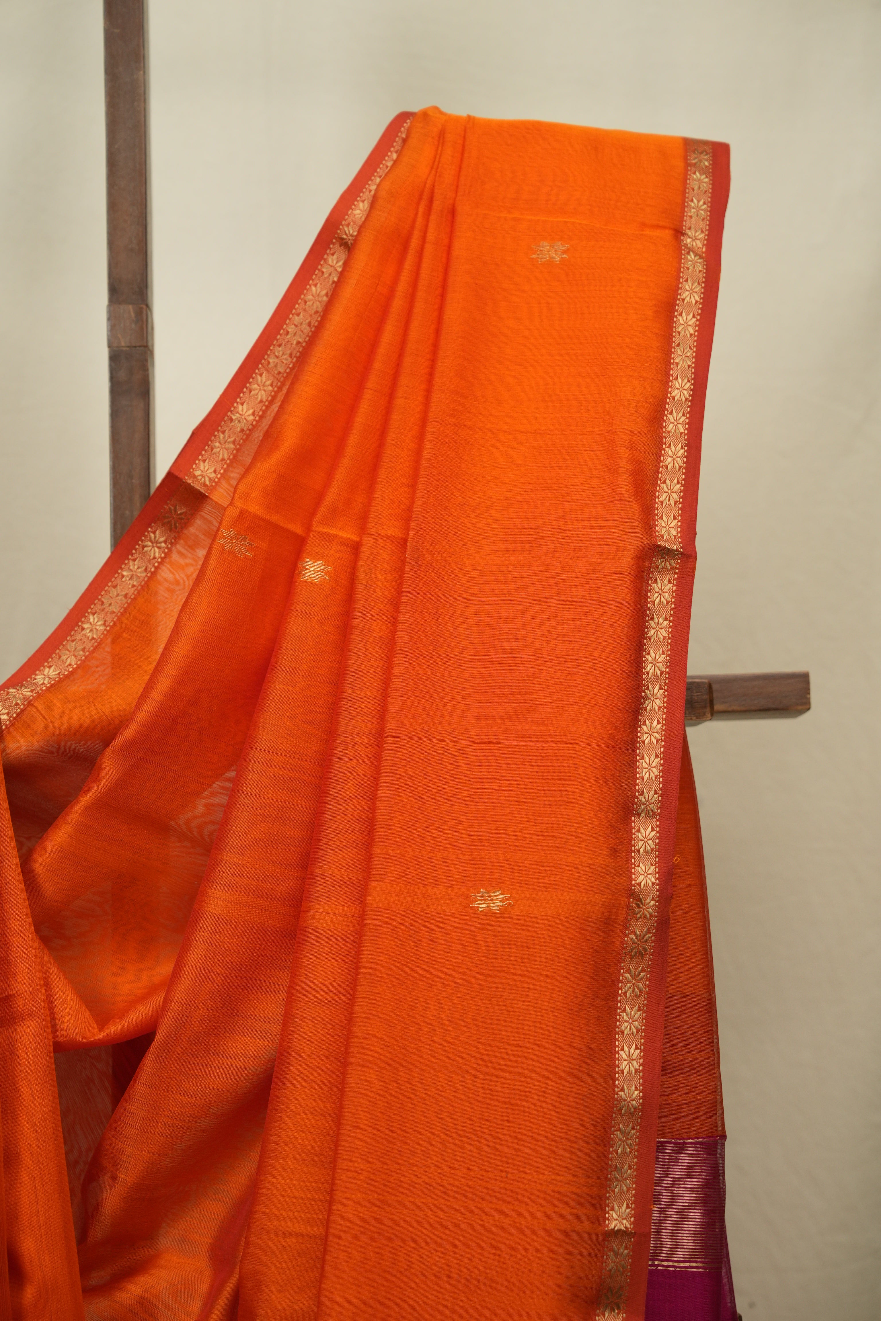 Orange Maheshwari Saree - SROMS1387