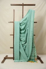Aqua Green HBP Cotton Saree - SRAGCS3088