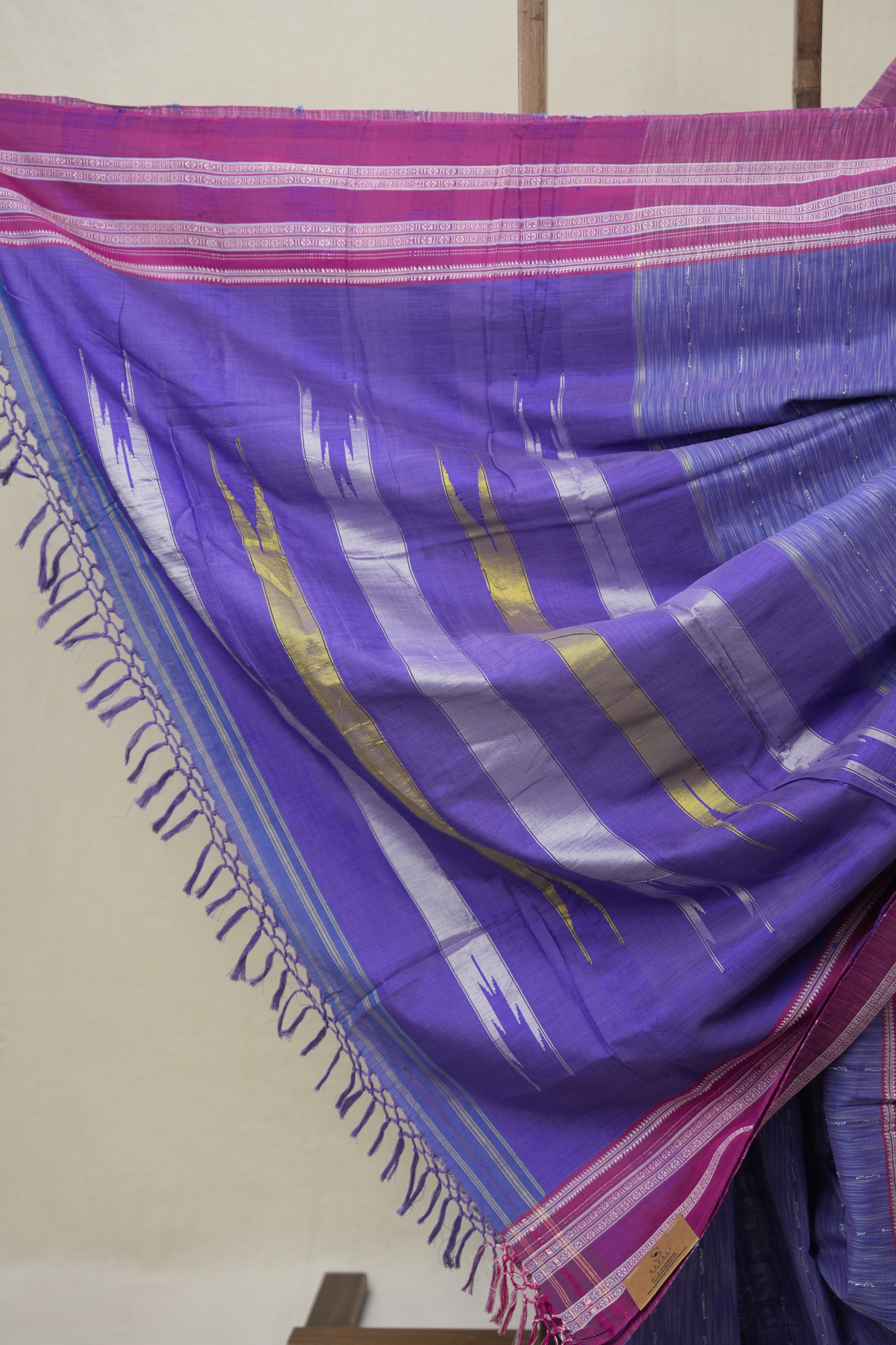 Purple Cotton Ilkal Saree With Gayatri Border - SRPCIS837