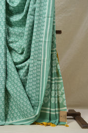 Aqua Green HBP Cotton Saree - SRAGCS3088