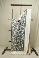 Off White Pochampalli Silk Ikat Saree - SROWPSIS326