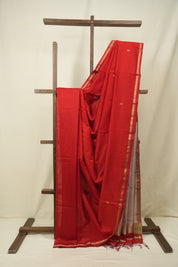 Red Maheshwari Saree - SRRMS1385