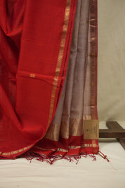 Red Maheshwari Saree - SRRMS1385