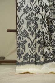 Off White Pochampalli Silk Ikat Saree - SROWPSIS326