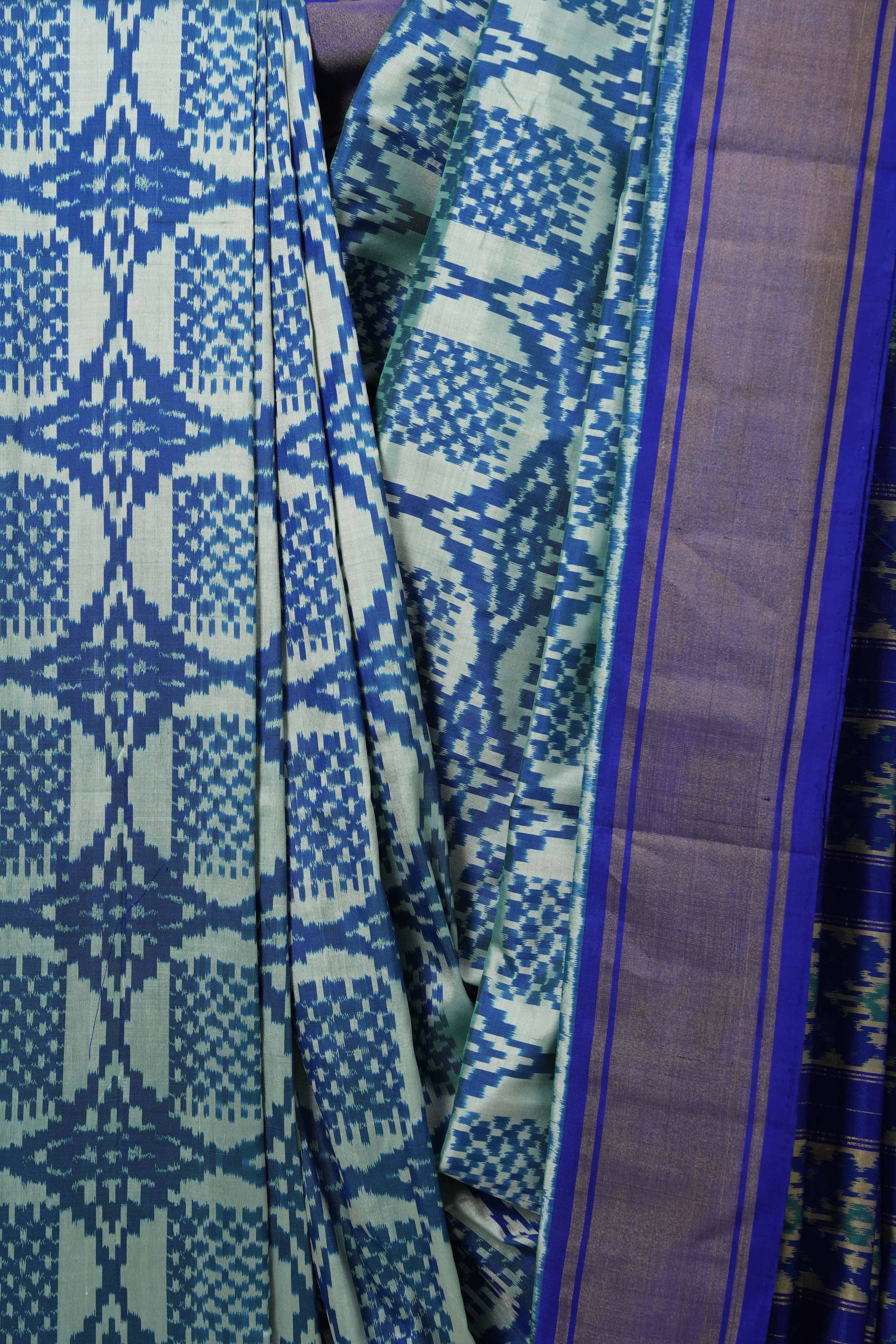 Mint Green Pochampalli Silk Ikat Saree - SRMGPSIS201