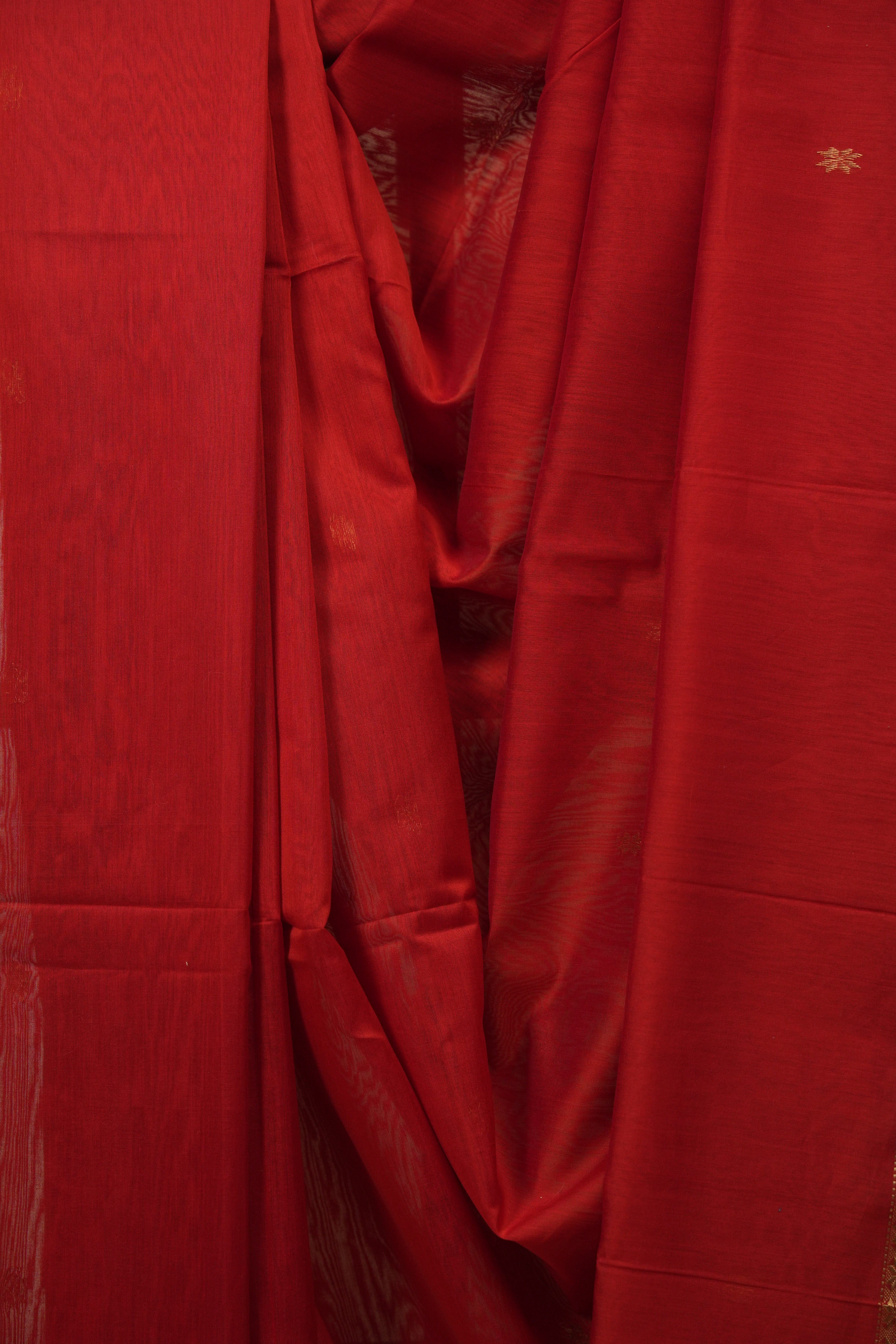 Red Maheshwari Saree - SRRMS1385