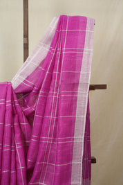 Pink Linen Saree With Tassels - SRPLS506