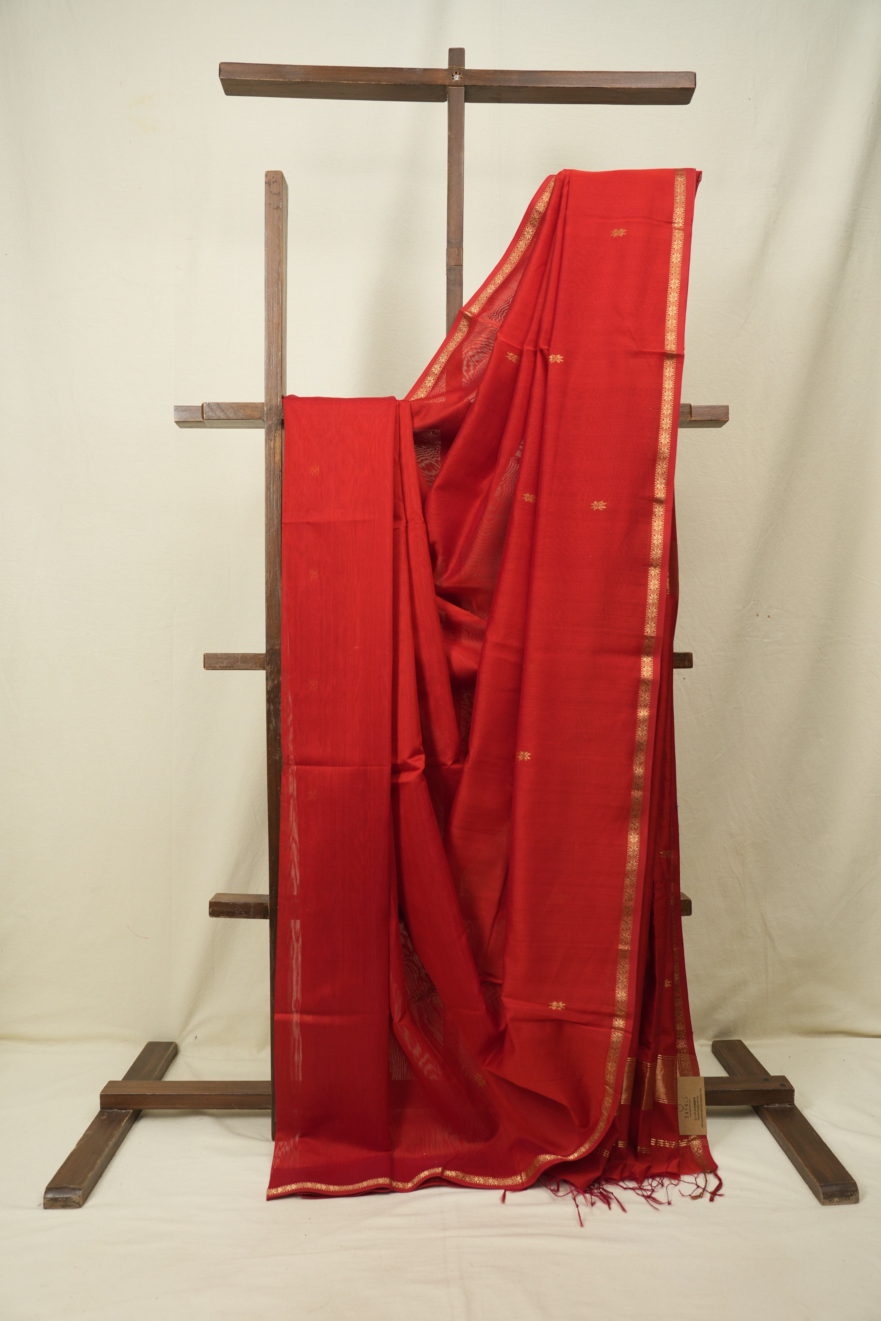 Red Maheshwari Saree - SRRMS1388