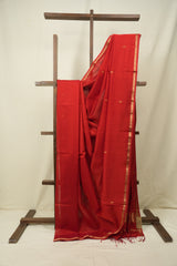 Red Maheshwari Saree - SRRMS1388